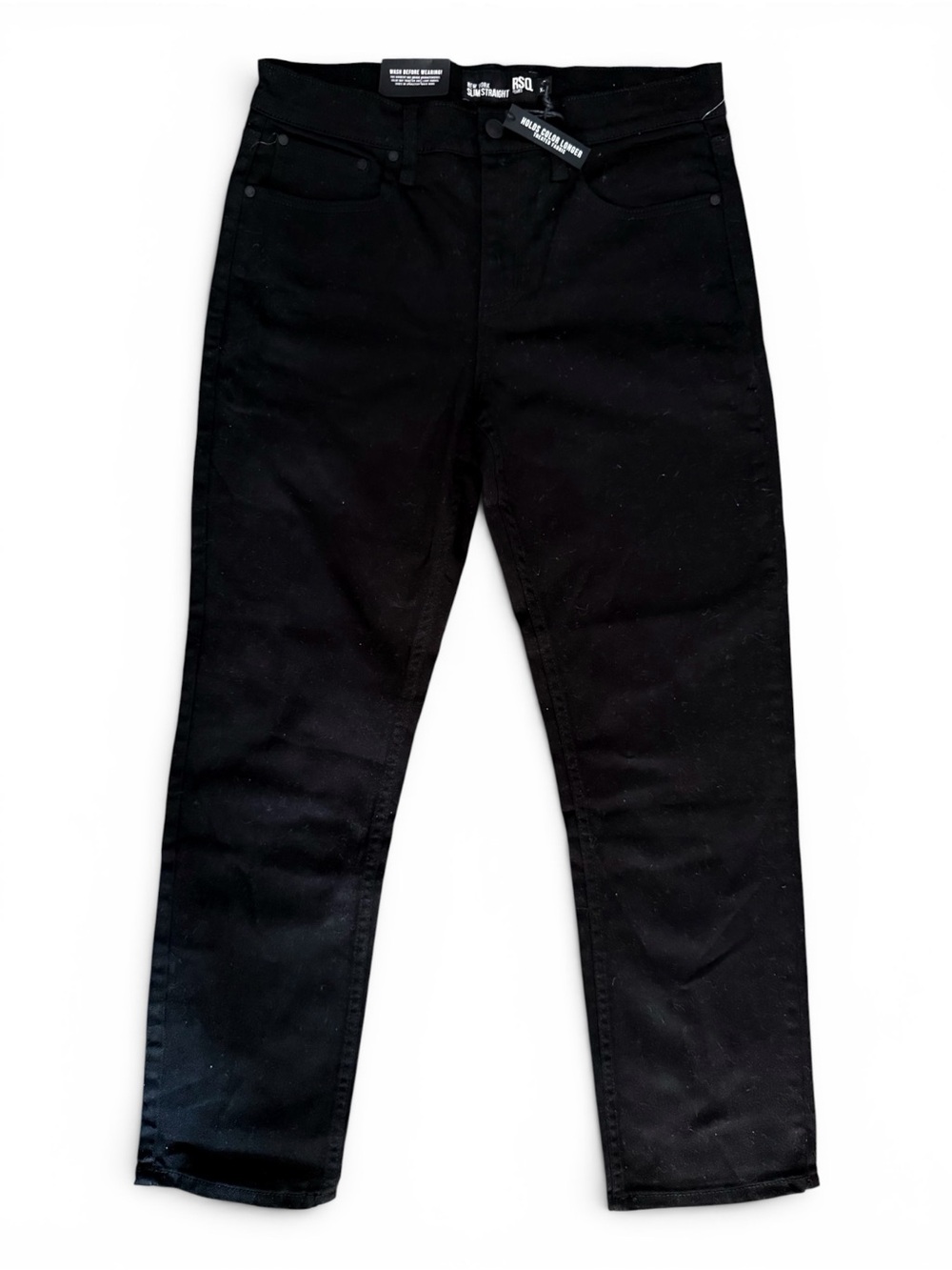 RSQ Men's Slim New York Straight Black Jeans